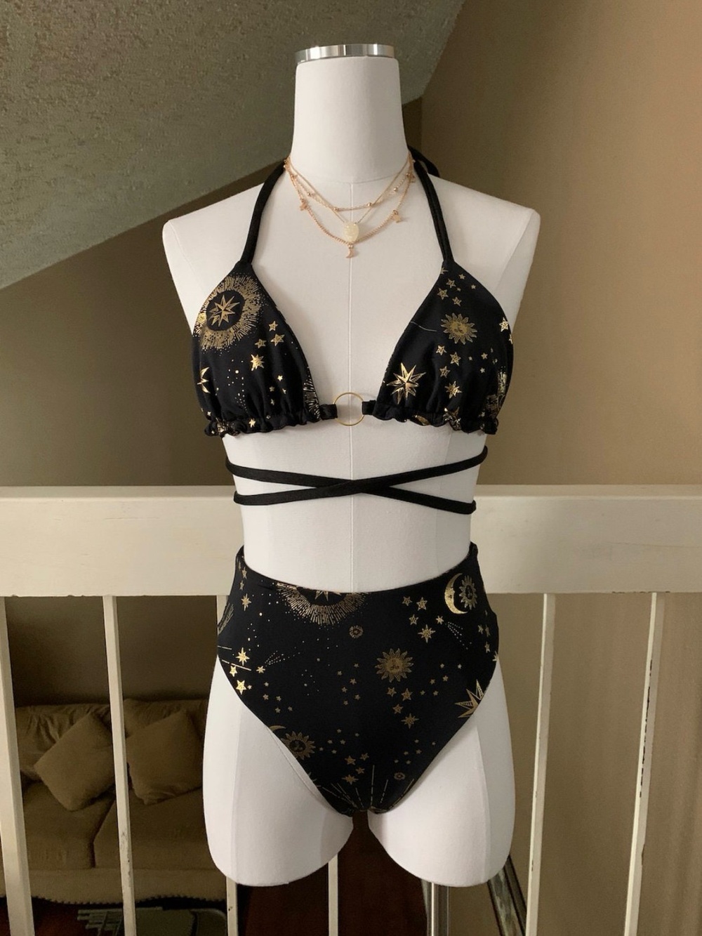 Black celestial bikini/pole dance/ravewear